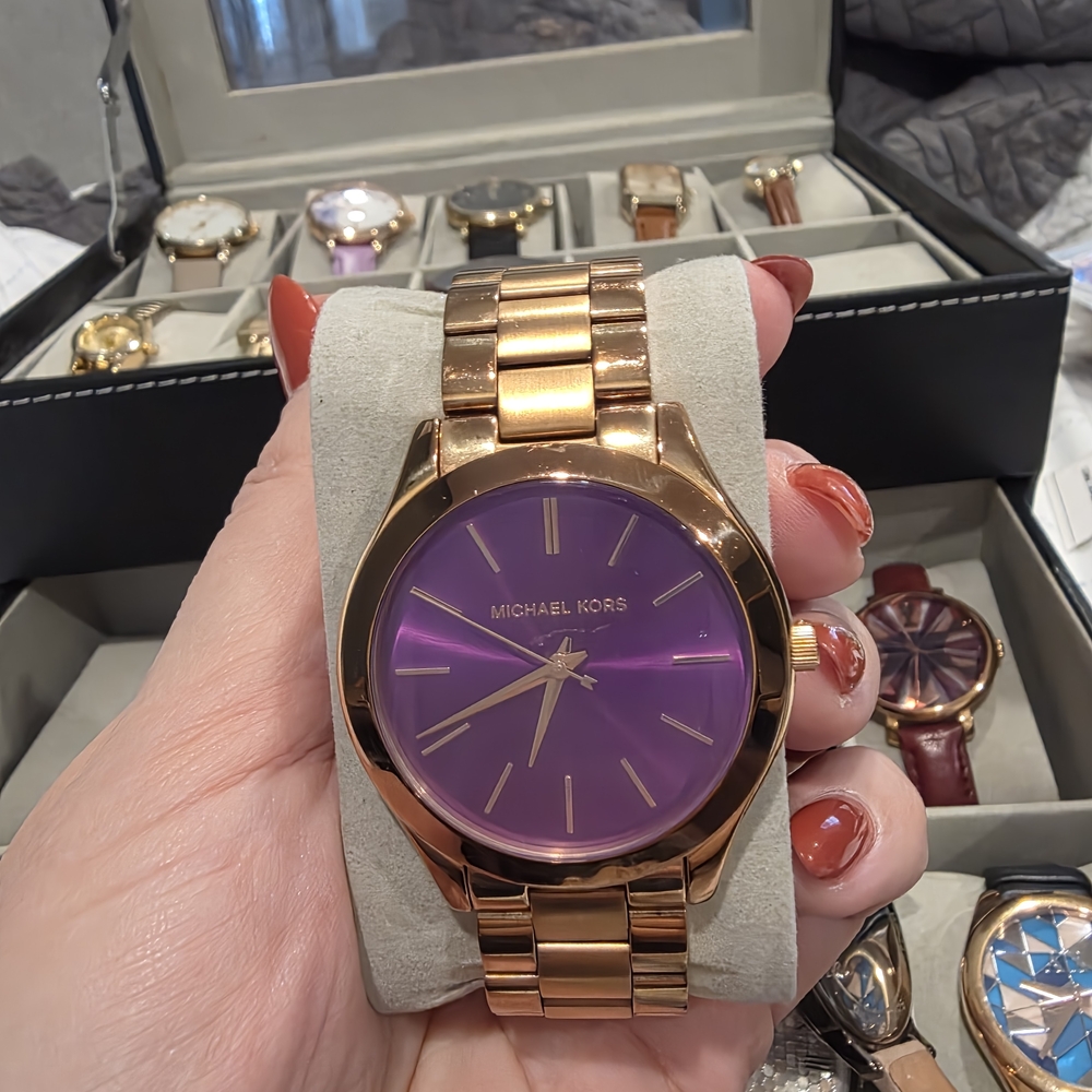 Michael Kors Rose Gold Watch with Purple Dial